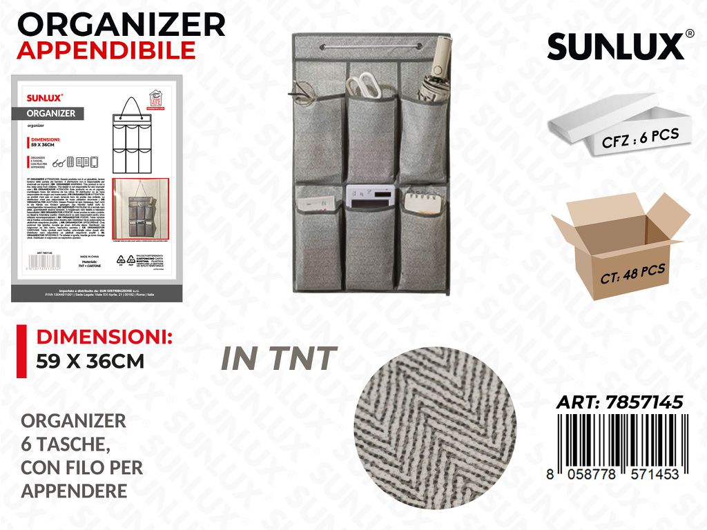 Sunlux Organizer Append. c/ 6 Tasche 59*36CM /Pzda 6