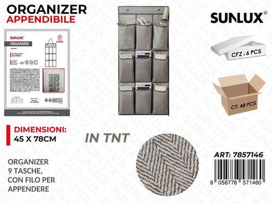 Sunlux Organizer Append. c/ 9 Tasche 45*78CM /Pzda 6