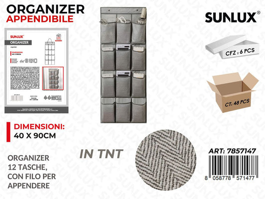 Sunlux Organizer Append. c/ 12 Tasche 40*90CM /Pzda 6