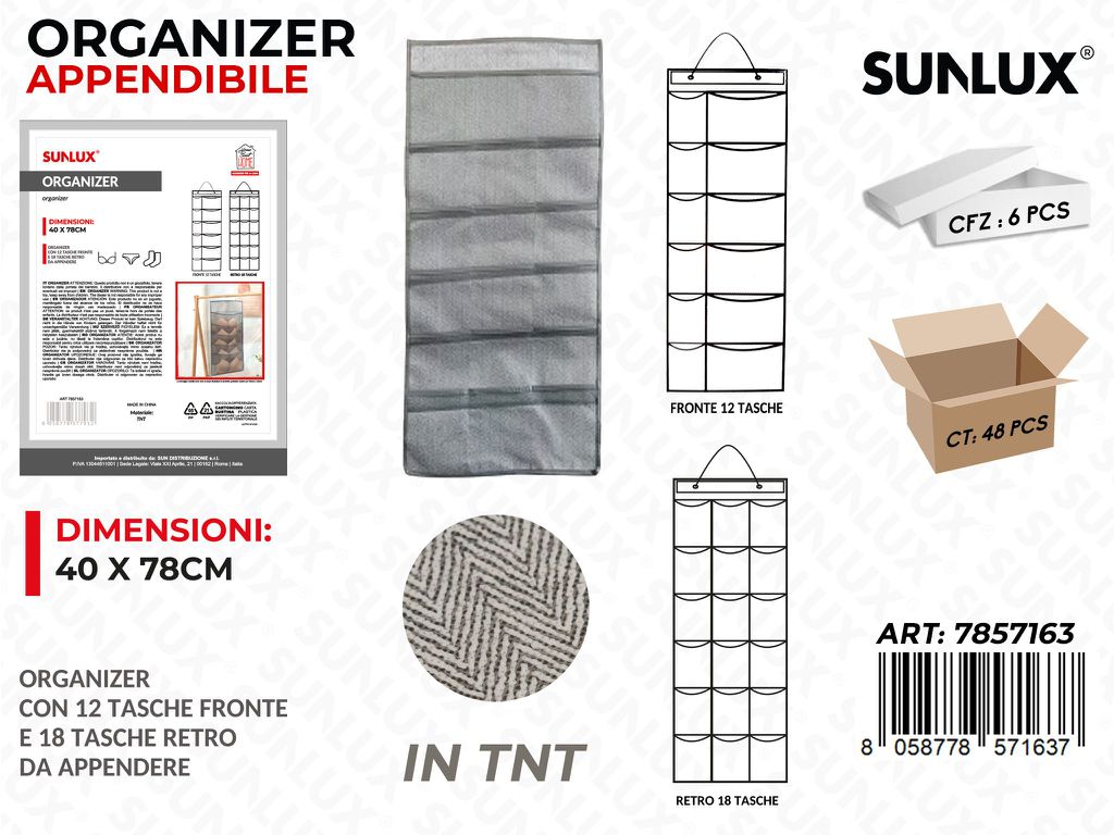 Sunlux Organizer Append. c/ 30 Tasche 40*78CM