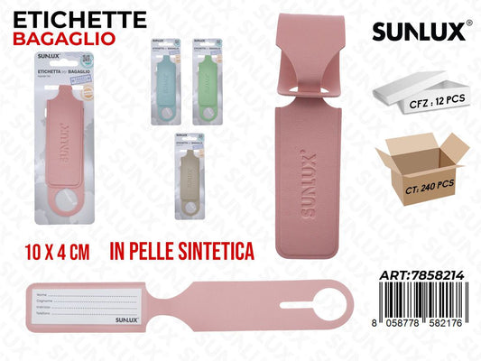 ETICHETTA BAGAGLIO PELLE SINT. 10*4CM ASS.