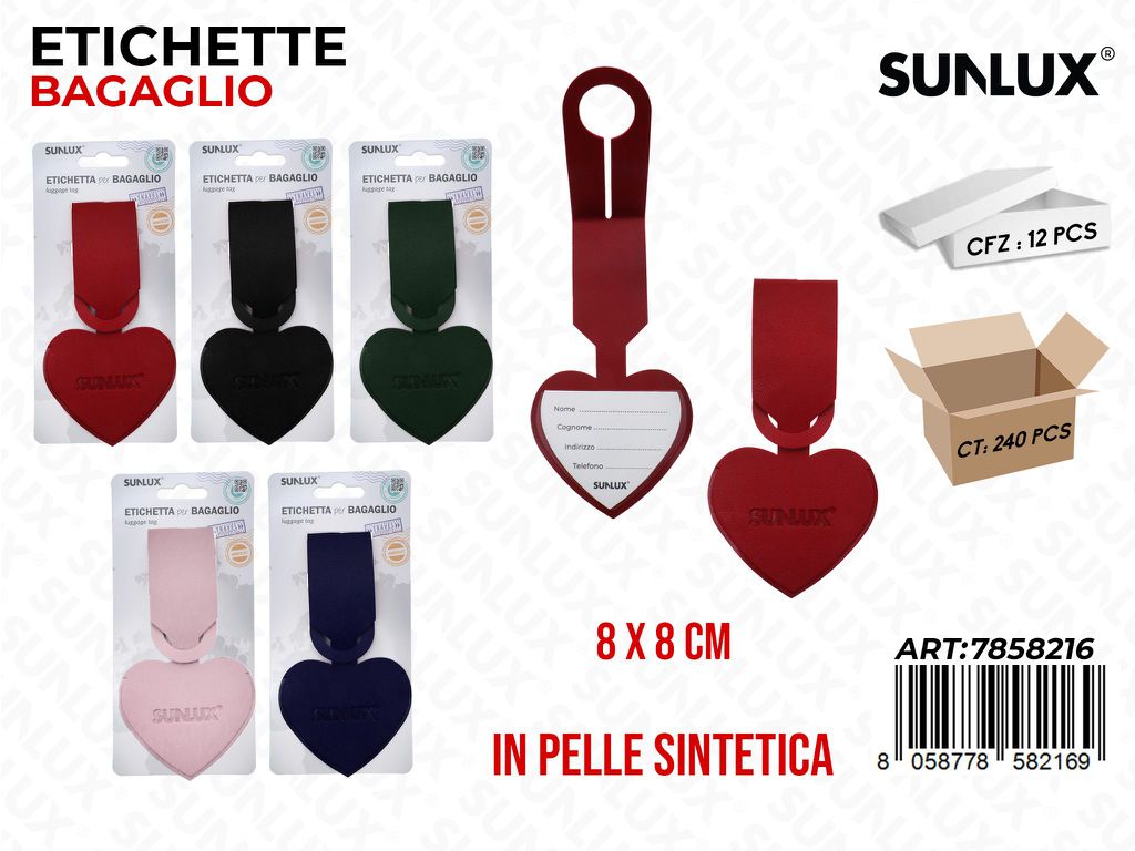 Sunlux Etichetta Bagaglio Pelle Sint. 8*8CM Ass.