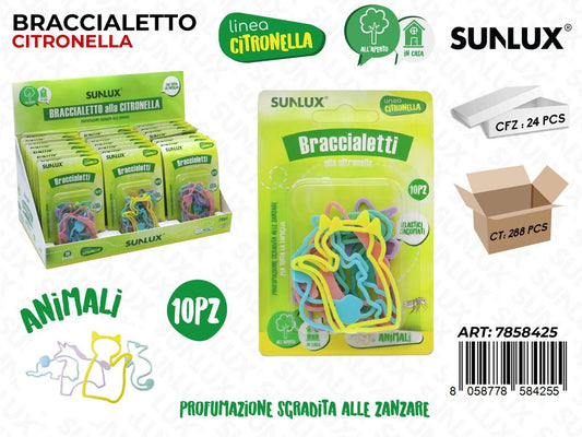 Sunlux Esp. Braccialetto Citronella Sagomati 10PCS Ass.