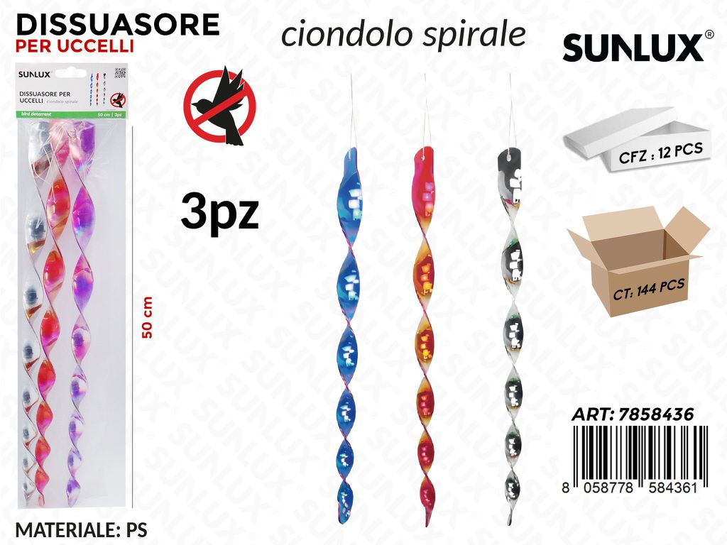 Sunlux Dissuasore per Uccelli Ciondolo 3PCS 50CM