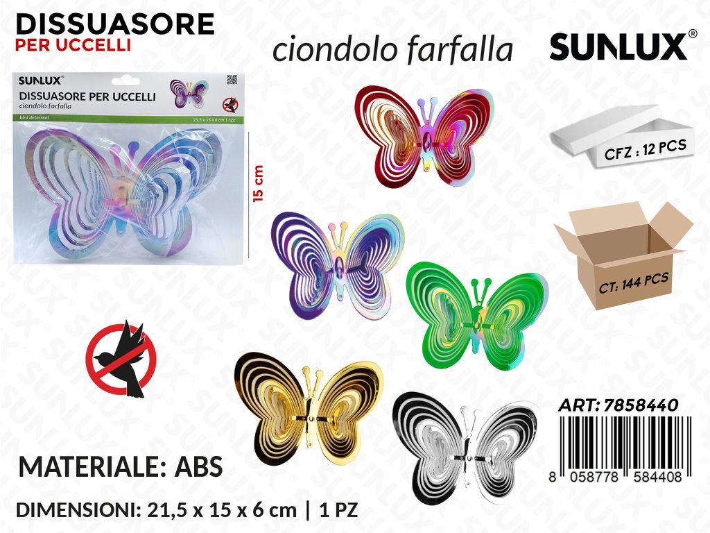 Sunlux Dissuasore per Uccelli Ciondolo Ass. 21.5*15*6CM