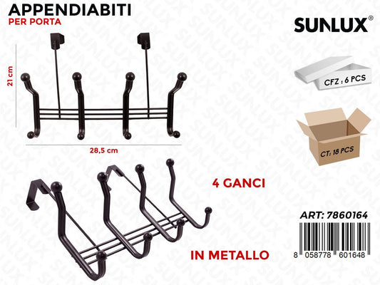 Appendiabiti per Porta 4GANCI 28.5*21CM