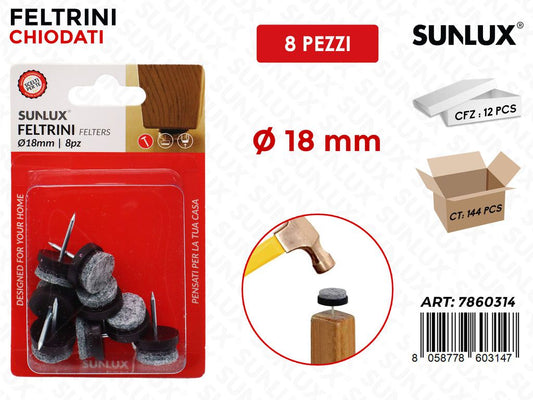 Sunlux Feltrini Chiodati Tondi 8PCS D.18MM