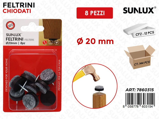 Sunlux Feltrini Chiodati Tondi 8PCS D.20MM