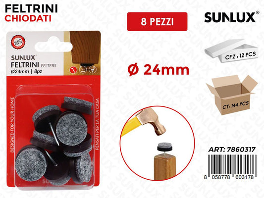 Sunlux Feltrini Chiodati Tondi 8PCS D.24MM
