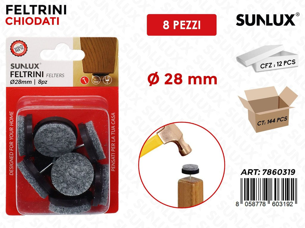 Sunlux Feltrini Chiodati Tondi 8PCS D.28MM