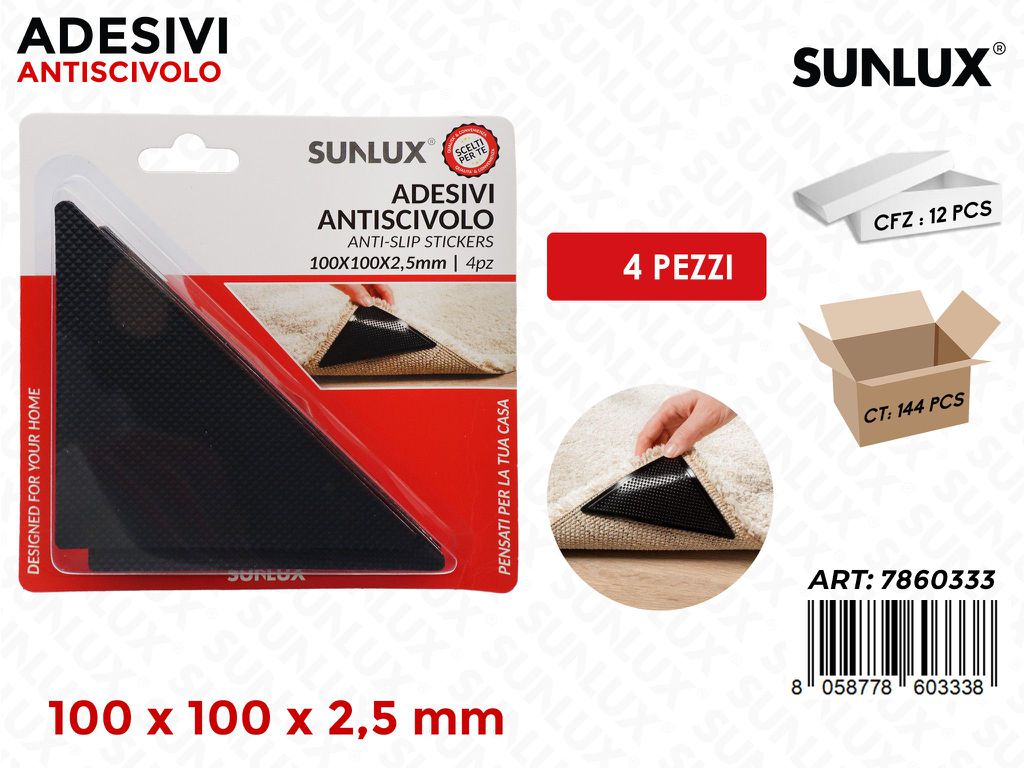 Sunlux Adv Antiscivolo Nero 4PCS 100*100*2.5MM