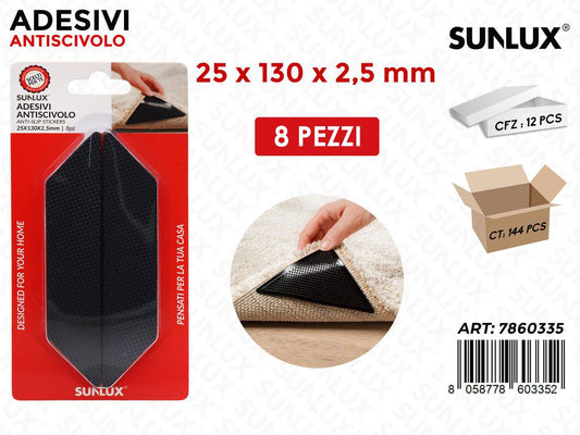 Sunlux Adv Antiscivolo Nero 8PCS 25*130*2.5MM