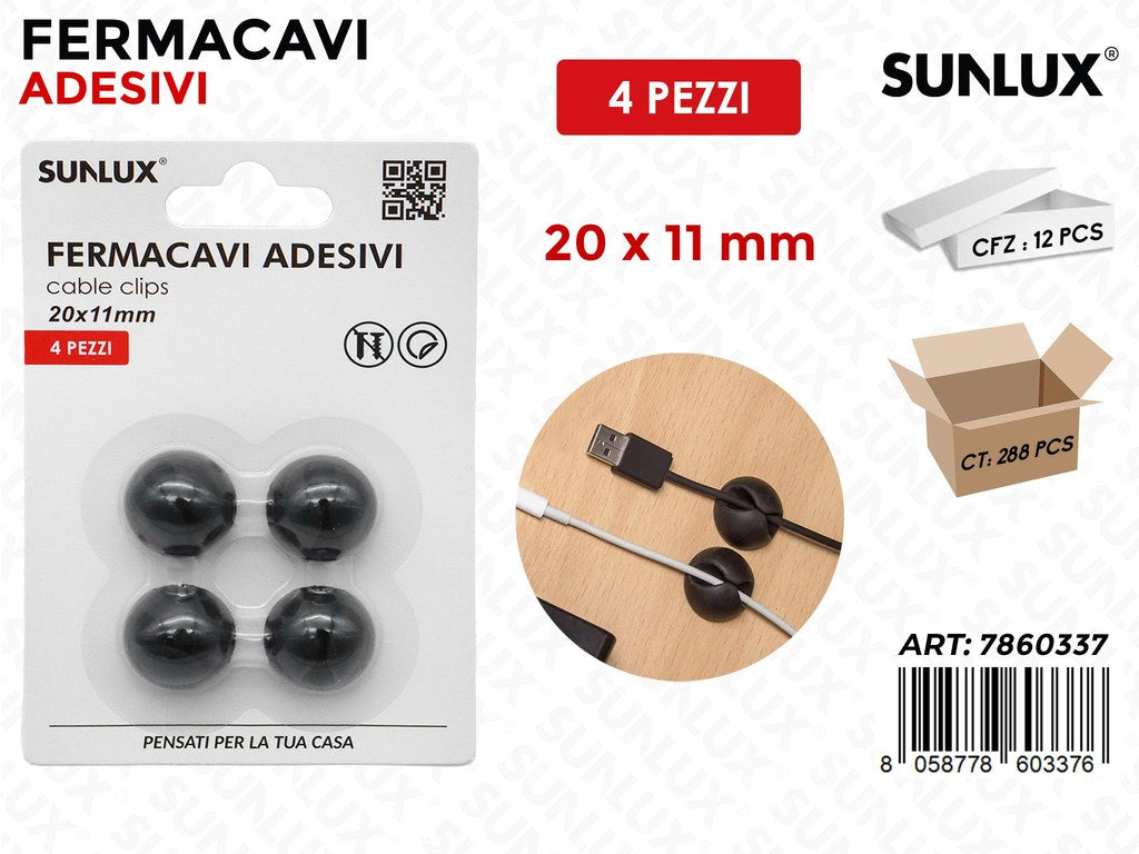 Sunlux Fermacavi Adv Nero 4PCS 20*11MM
