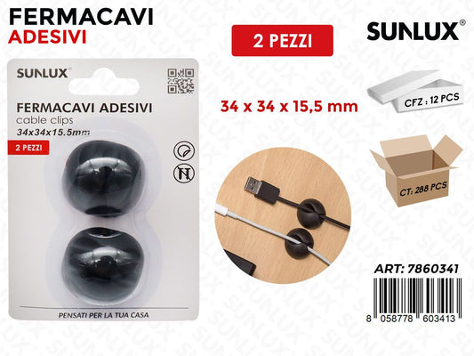Sunlux Fermacavi Adv Nero 2PCS 34*34*15.5MM