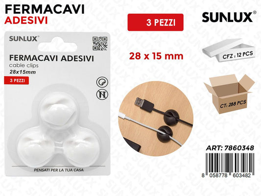 Sunlux Fermacavi Adv Bia. 3PCS 28*15MM