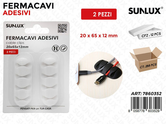 Sunlux Fermacavi Adv Bia. 2PCS 20*65*12MM