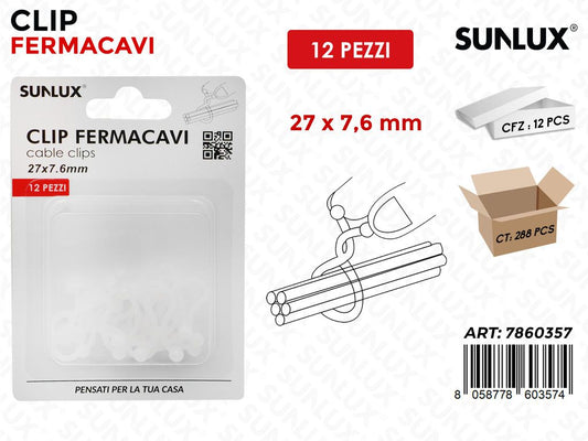 Sunlux Clip Fermacavi 12PCS 27*7.6MM