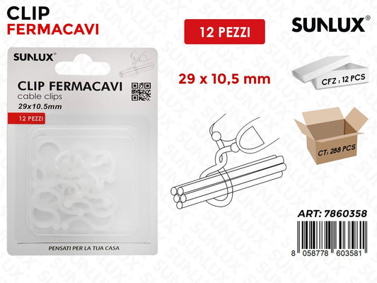 Sunlux Clip Fermacavi 12PCS 29*10.5MM