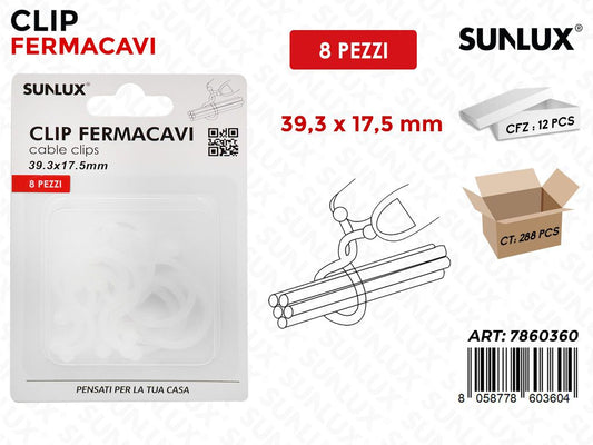 Sunlux Clip Fermacavi 8PCS 39.3*17.5MM