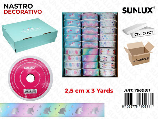 Sunlux Nastro Dec. Unicorno Ass. 2.5CM*3Y