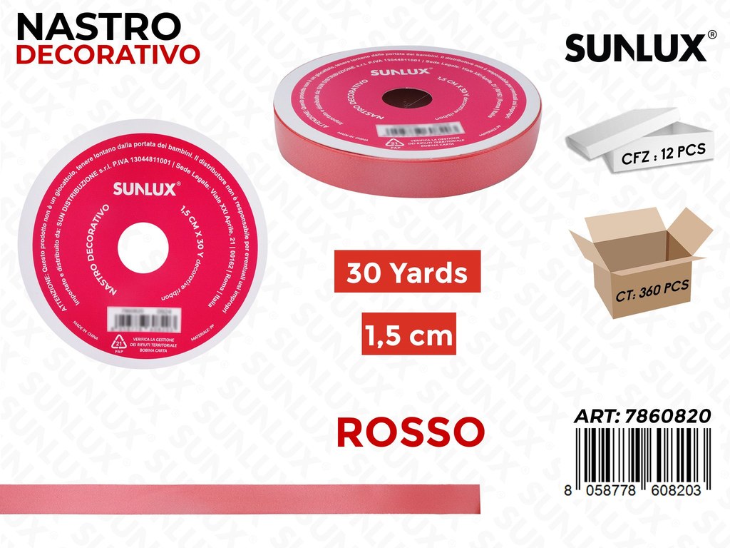 Sunlux Nastro Dec. Rosso 1.5CM*30Y