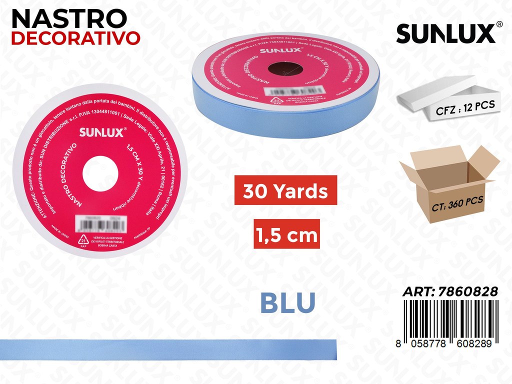 Sunlux Nastro Dec. Azzurro 1.5CM*30Y