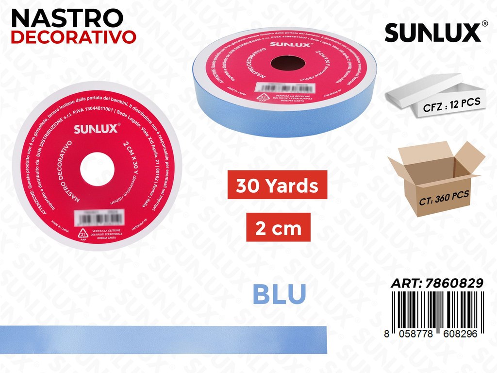 Sunlux Nastro Dec. Azzurro 2CM*30Y