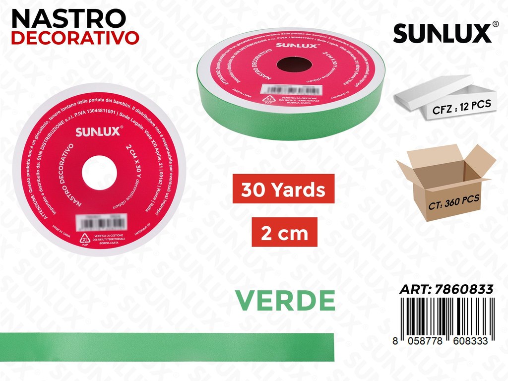 Sunlux Nastro Dec. Verde 2CM*30Y