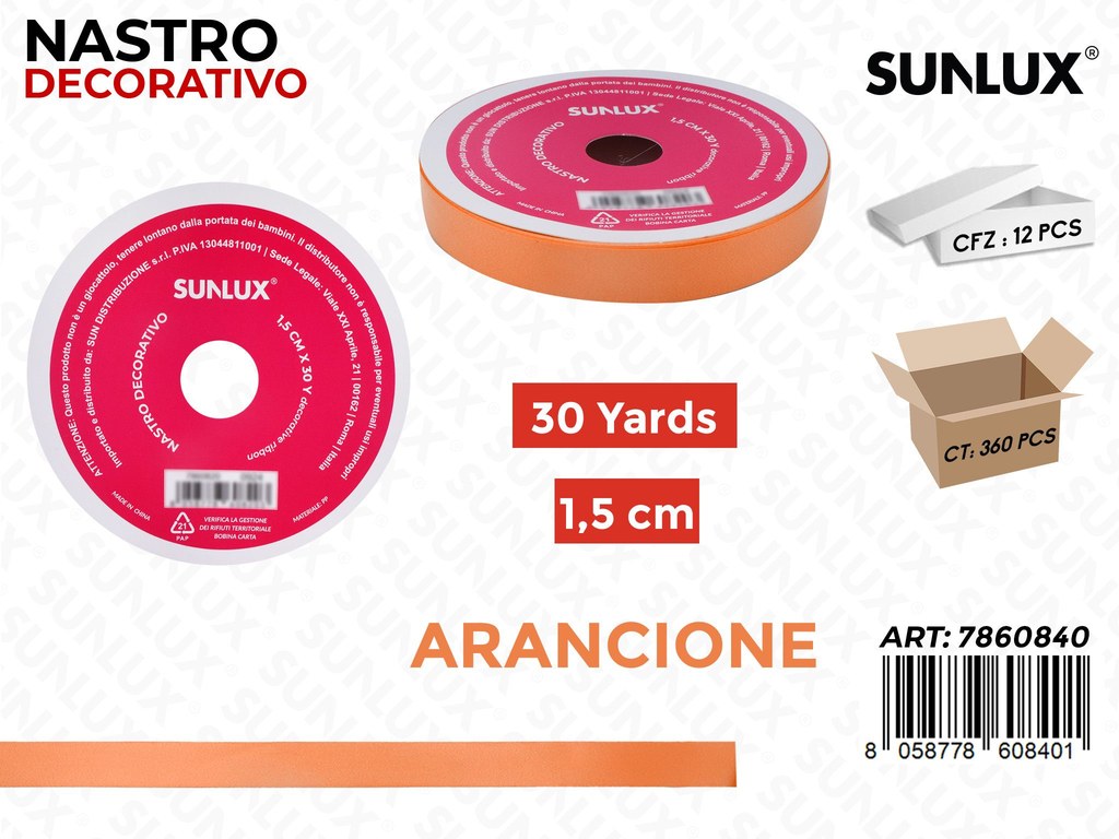 Sunlux Nastro Dec. Arancione 1.5CM*30Y