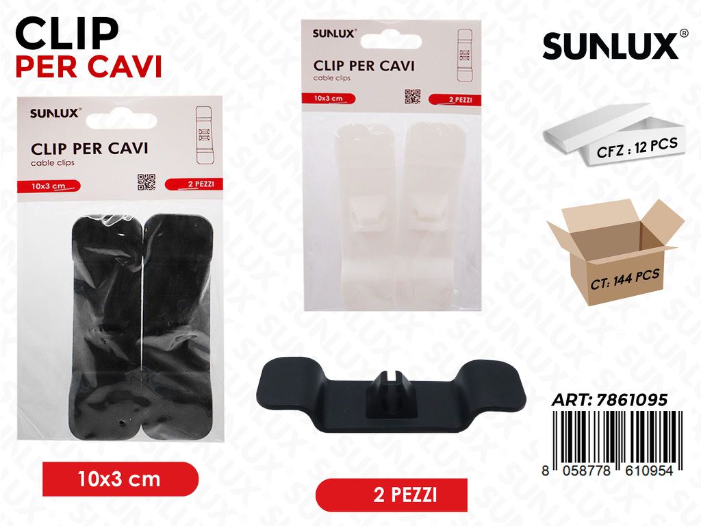 CLIP PER CAVI 2PCS 10*3CM ASS.