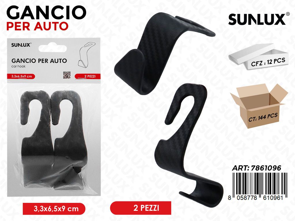 Sunlux Gancio per Auto 2PCS 3.3*6.5*9CM