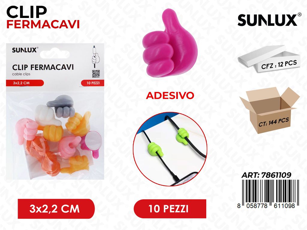 Sunlux Clip Fermacavi Adv 10PCS 3*2.2CM