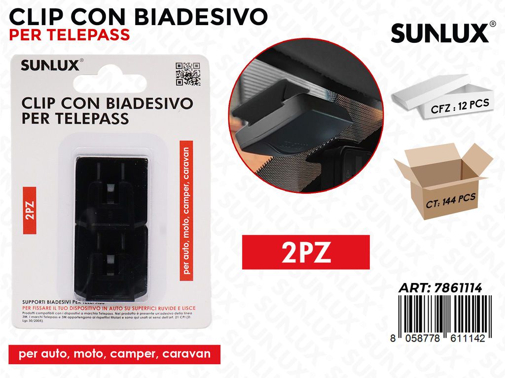 Sunlux Clip con Biadesivo X Telepas 2PCS