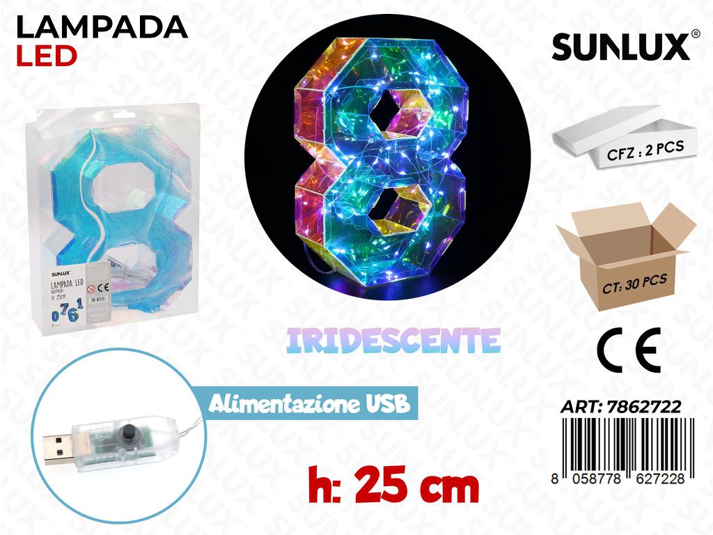 Sunlux Lampada Led Usb N.8 Iridesc. 25CM