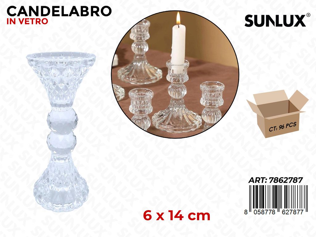 Sunlux Candelabro in Vetro 6*14CM