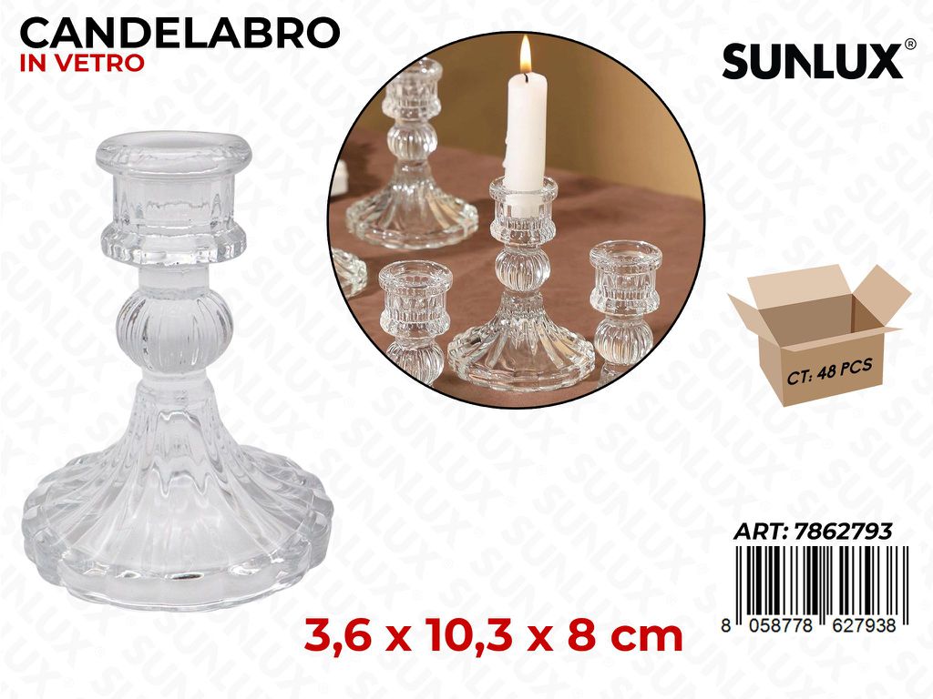 Sunlux Candelabro in Vetro 3.6*10.3*8CM
