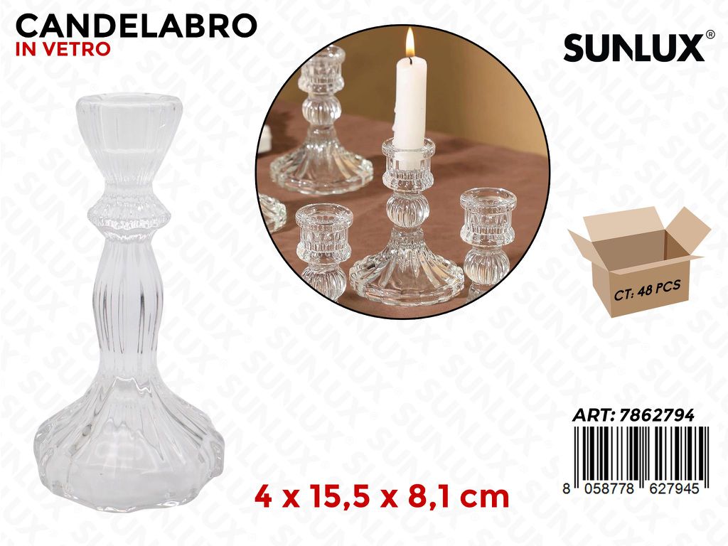 Sunlux Candelabro in Vetro 4*15.5*8.1CM