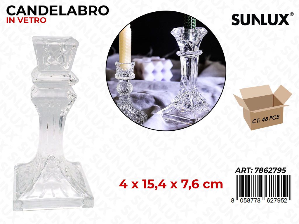 Sunlux Candelabro in Vetro 4*15.4*7.6CM