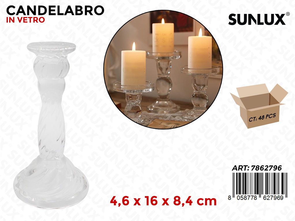 Sunlux Candelabro in Vetro 4.6*16*8.4CM