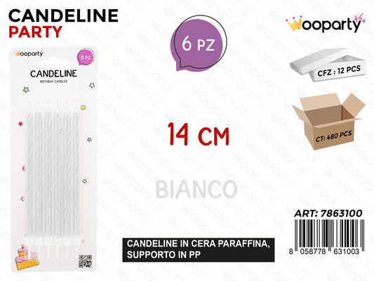 CANDELINE STELO BIANCO PERL. 6PCS 14CM