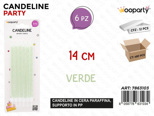 CANDELINE STELO VERDE PERL. 6PCS 14CM