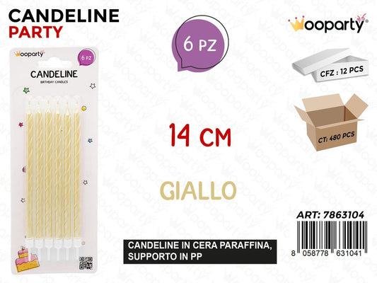 CANDELINE STELO GIALLO PERL. 6PCS 14CM