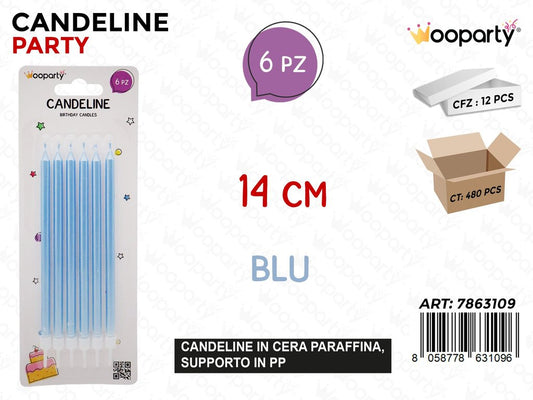 CANDELINE STELO BLU PERL. 6PCS 14CM