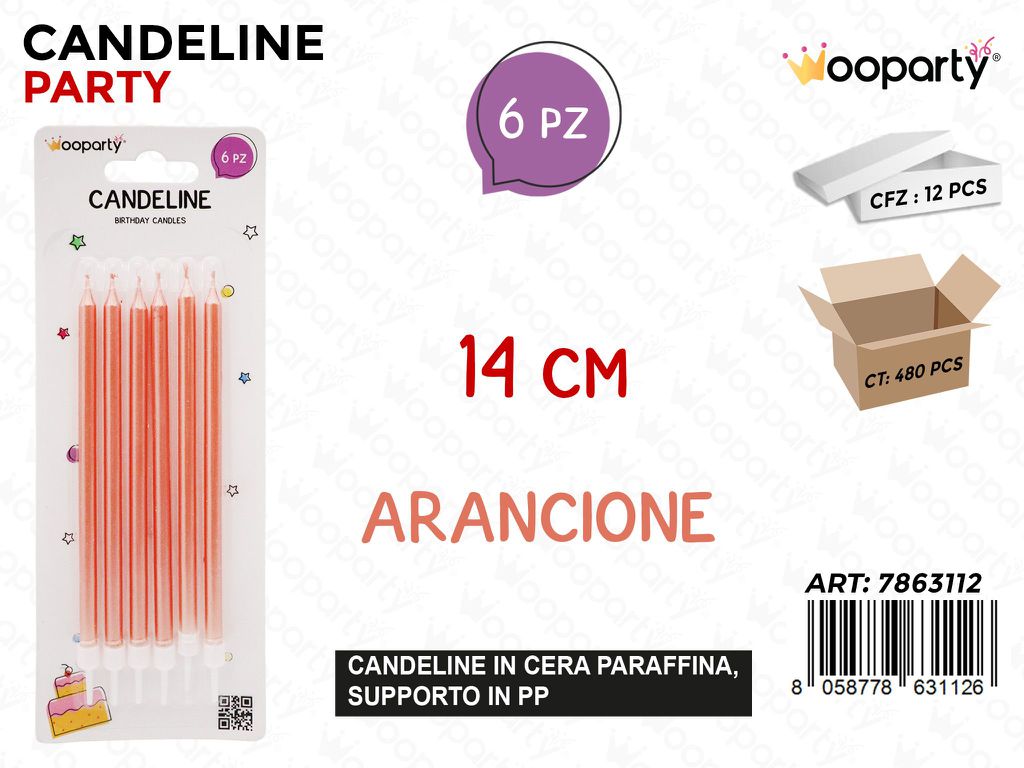 CANDELINE STELO ARANC. PERL. 6PCS 14CM