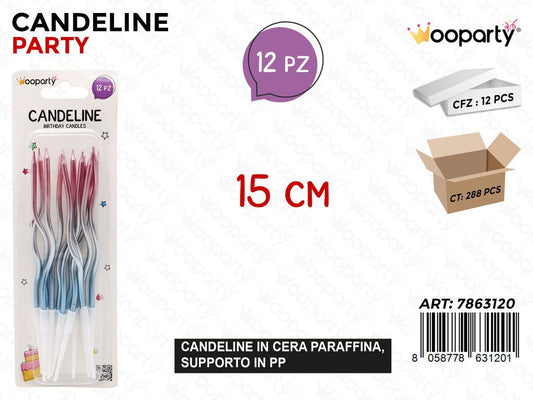 CANDELINE PARTY GRADIENT 12PCS 15CM