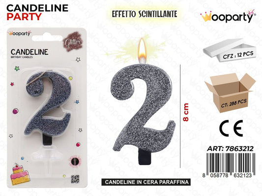 CANDELE NERO SCINTILLANTE 8CM N.2