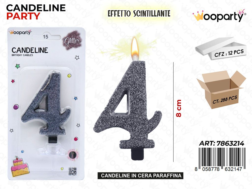 CANDELE NERO SCINTILLANTE 8CM N.4