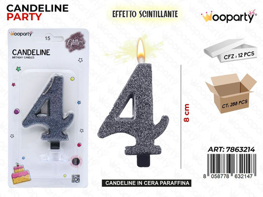 CANDELE NERO SCINTILLANTE 8CM N.4