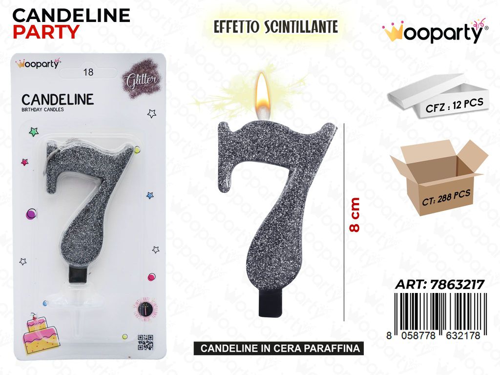 CANDELE NERO SCINTILLANTE 8CM N.7