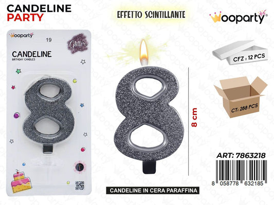 CANDELE NERO SCINTILLANTE 8CM N.8